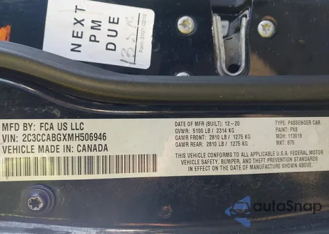 2021 Chrysler 300 300S z USA, uszkodzony, nr VIN 2C3CCABGXMH506946